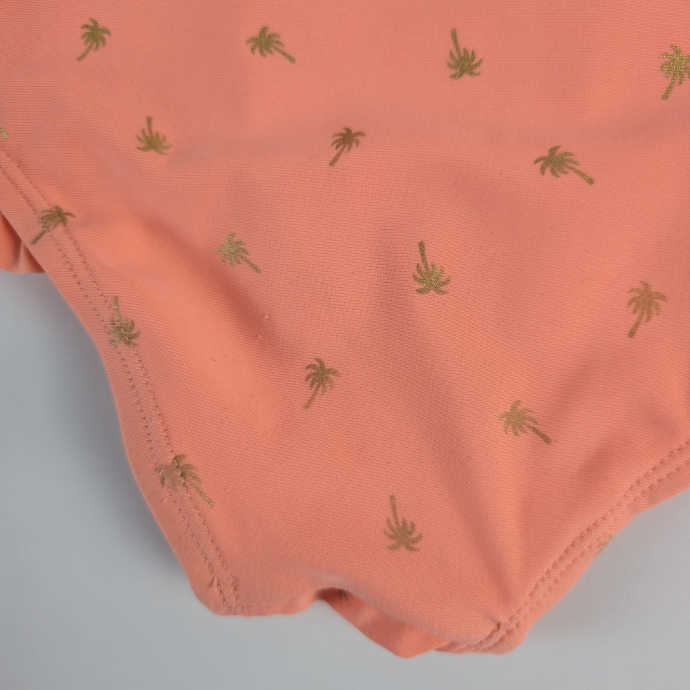 The Children's Place Coral Ruffle Halter One-Piece Swimsuit Gold Palm Print - Picture 9 of 12